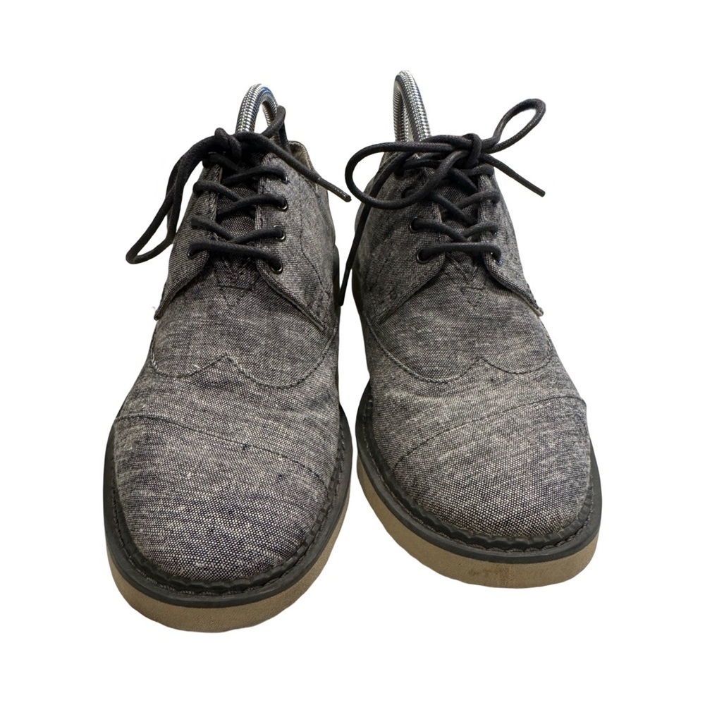 TOMS Men's Size 9 Navy Slub Chambray Lace Up Casual Oxford Shoes EUC - Picture 4 of 9